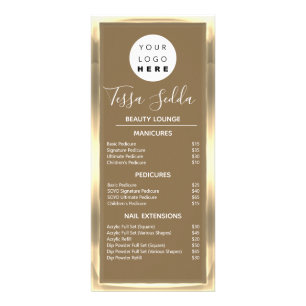 Hair Makeup Nail Manicure Pedicure Gold Bronze Rack Card