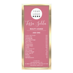 Hair Makeup Nail Manicure Pedicure Gold Rose Rack Card