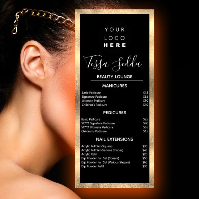 Hair Makeup Nails Manicure Pedicure Black White Rack Card (Hair Makeup Nails Manicure Pedicure Black White Rack Card)