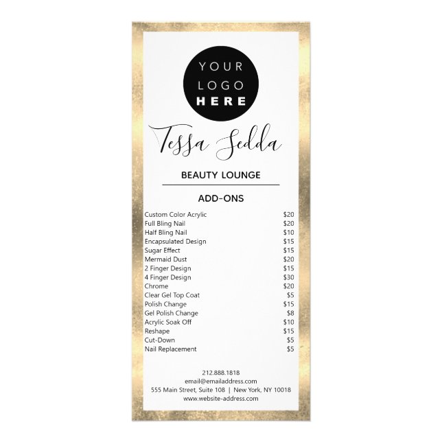 Hair Makeup Nails Manicure Pedicure White Rack Card (Back)