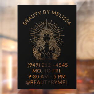 Hair Makeup Nails Salon Gold Black Tarot Marketing Window Cling