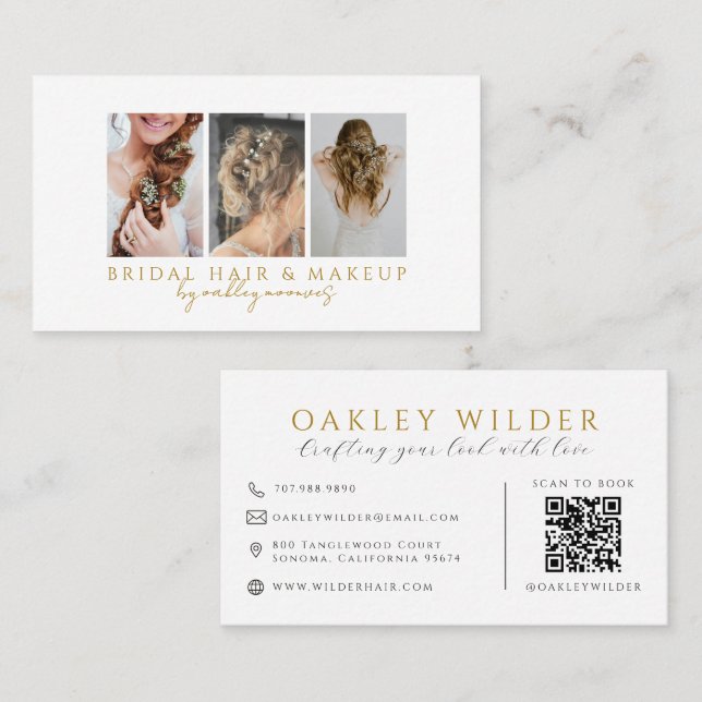 Hair Makeup Photo QR Code Business Card (Front/Back)