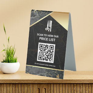 Hair Makeup Salon QR Code Price List Grey Marble