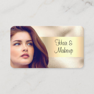 Hair & Makeup Salon, Your Photo, Gold on Gold Business Card