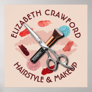 Hair Makeup Stylist Beauty Salon And Your Name Poster