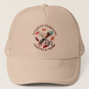 Hair Makeup Stylist Beauty Salon And Your Name Trucker Hat