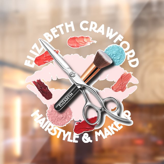 Hair Makeup Stylist Beauty Salon And Your Name Window Cling (Sheet 2)