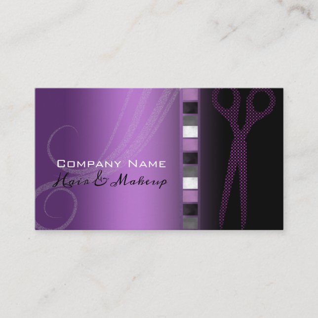 Hair & Makeup Trendy Purple Beauty Salon Appointment Card (Front)