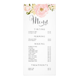 Hair Nail Salon Beautician Menu Floral Price List