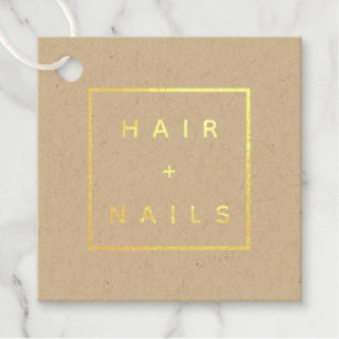 HAIR + NAILS logo kraft Square Foil Favour Tags