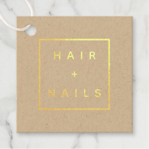 HAIR + NAILS logo kraft Square Foil Favour Tags