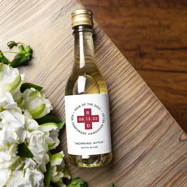 "Hair of the Dog" Funny Wedding Hangover Relief Wine Label (Creator Uploaded)
