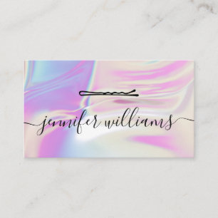 Hair Pin Stylish Modern Holographic Hair Stylist Business Card