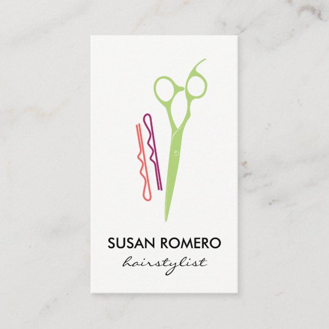 Hair Pins Scissors Appointment Card (Front)