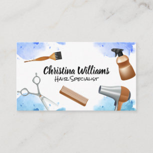 Hair Professional Tools   Watercolor Background Business Card