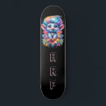 *~* Hair Rainbow Troll AP89 Neon Initial  Skateboard<br><div class="desc">(Search code AP89 for Troll items and AP88 for mediaeval theme items ) Easily Transfer to other Zazzle Products. BLACK background Skateboard. The bright and oh so happy NEON Rainbow colours just pop the TROLL images and LETTERS. Customise / Personalise your INITIALS / MONOGRAM. Whimsical Cute funny Long Hair Troll...</div>