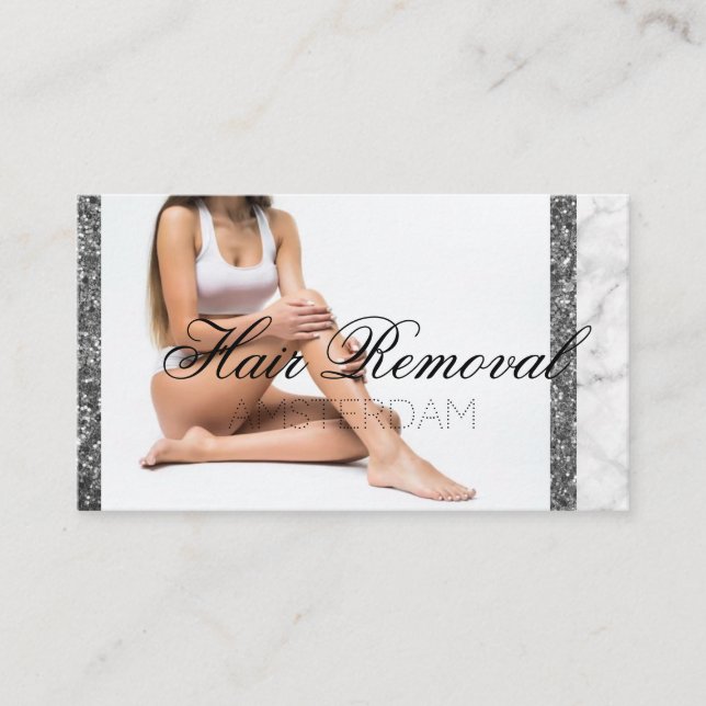 Hair Removal Skin Clinic Rose Gold Marble Business Card (Front)