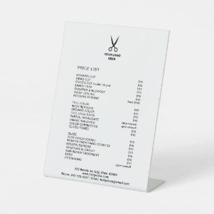 Hair Salon Add Your Logo Service Menu Price List Pedestal Sign