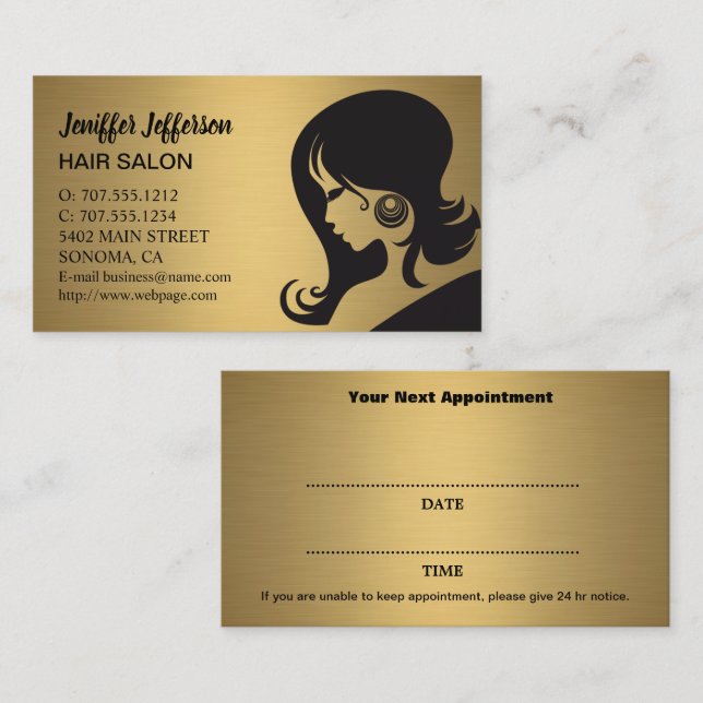 Hair Salon Appointment Business Card (Front/Back)