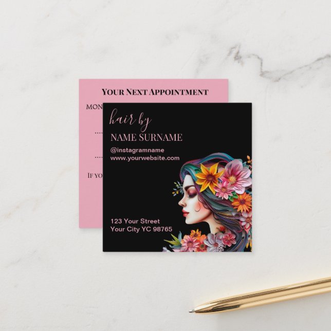 Hair Salon Appointment Business Card (Front/Back In Situ)