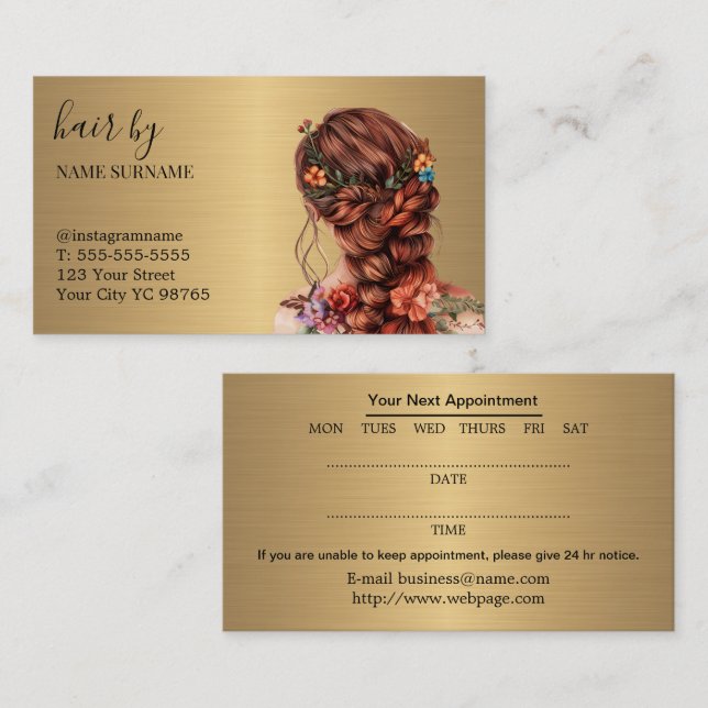 Hair Salon Appointment Business Card (Front/Back)