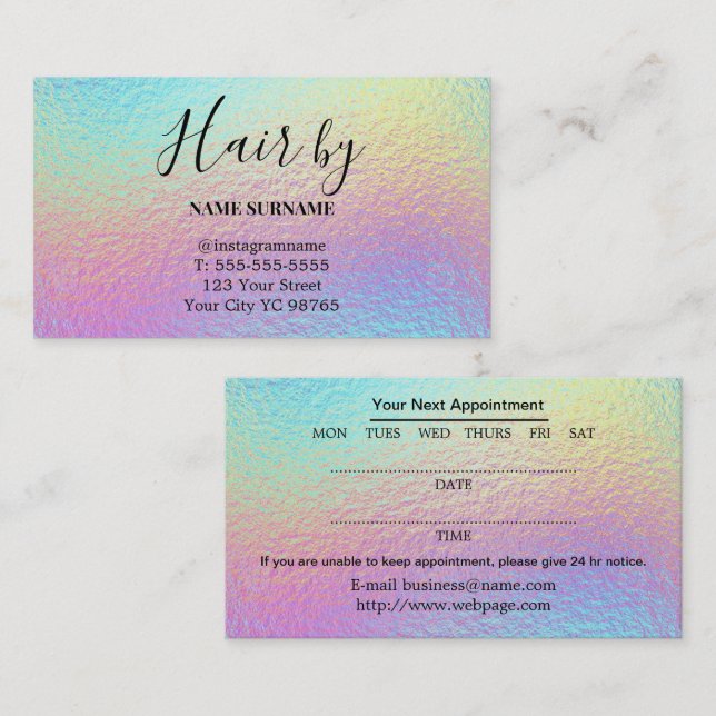 Hair Salon Appointment Business Card (Front/Back)