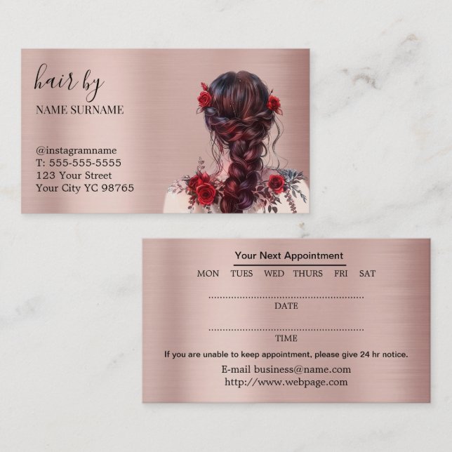 Hair Salon Appointment Business Card (Front/Back)