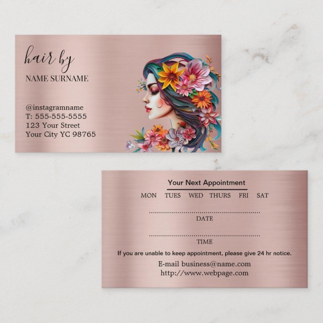 Hair Salon Appointment Business Card (Front/Back)