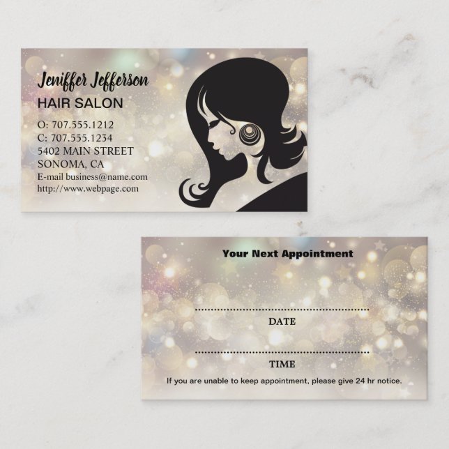 Hair Salon Appointment Business Card (Front/Back)