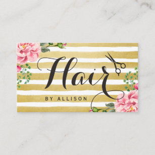 Hair Salon Appointment Card Trendy Gold Stripes