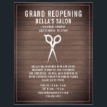 Hair Salon Barber Grand Reopening Rustic Wood Flyer<br><div class="desc">Illustration of a pair of shears over a wood background.  Personalize the text.</div>
