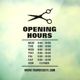 Hair salon barber shop opening hours Window Cling