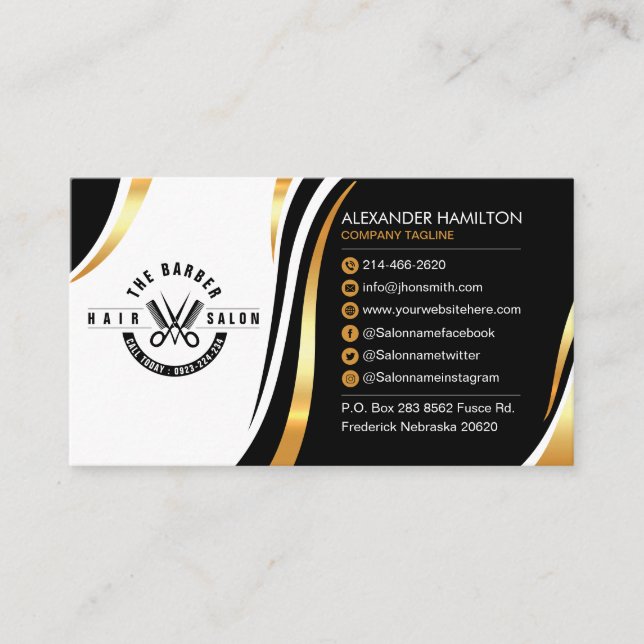 Hair Salon, Barber shop, Salon, With Free Logo Business Card (Front)