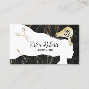 Hair Salon Beauty Girl Trendy Marble Appointment Card