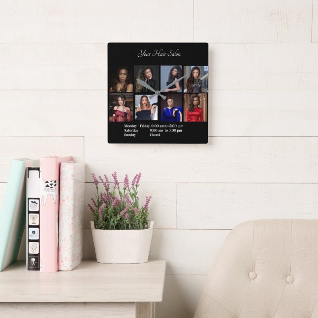 Hair Salon & Beauty Shop Square Wall Clock (Reading Room)
