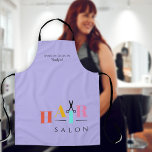 Hair salon big typography scissors hairstylist apron<br><div class="desc">Trendy big HAIR typography colourful red,  yellow,  mint blue,  and pink letters with scissors making a modern hair salon hairdresser elegant plain purple mauve lavender apron.               Easy to personalise with your details!</div>