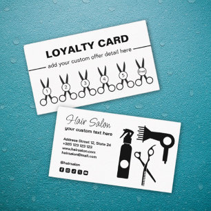 Hair Salon Black And White Loyalty Card 