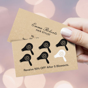 Hair Salon Blow Dry Bar Modern Hairstylist Loyalty Card