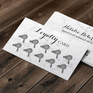 Hair Salon Blow Dry Bar Modern Marble Loyalty Card