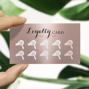Hair Salon Blow Dry Bar Modern Rose Gold Loyalty Card