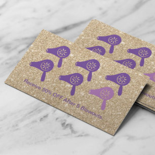 Hair Salon Blow Dry Bar Purple & Gold Loyalty Card