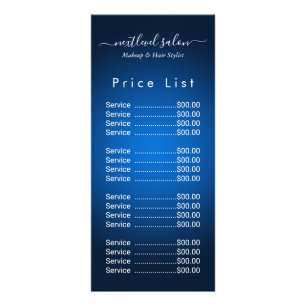 Hair Salon Blue Elegant price rack card