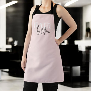 Hair Salon Blush Pink Black Modern Typography  Apron