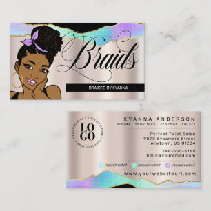 Hair Salon, Braid Stylist, Braiding, Pretty Bronze Business Card