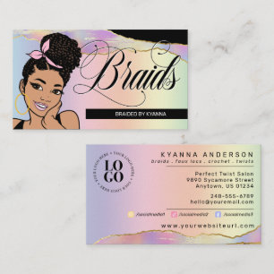 Hair Salon, Braid Stylist, Braiding, Pretty Pastel Business Card