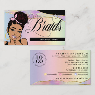 Hair Salon, Braid Stylist, Braiding, Pretty Pastel Business Card