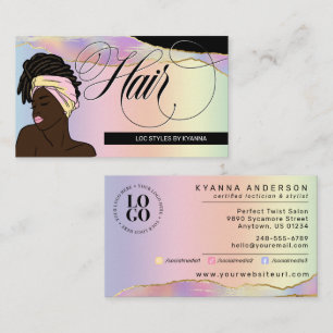 Hair Salon, Braid Stylist, Loctician, Beautician B Business Card