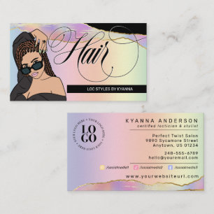 Hair Salon, Braid Stylist, Loctician Glam Pastel B Business Card