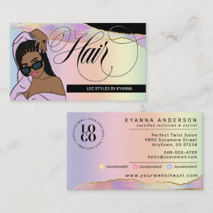 Hair Salon, Braid Stylist, Loctician Glam Pastel B Business Card