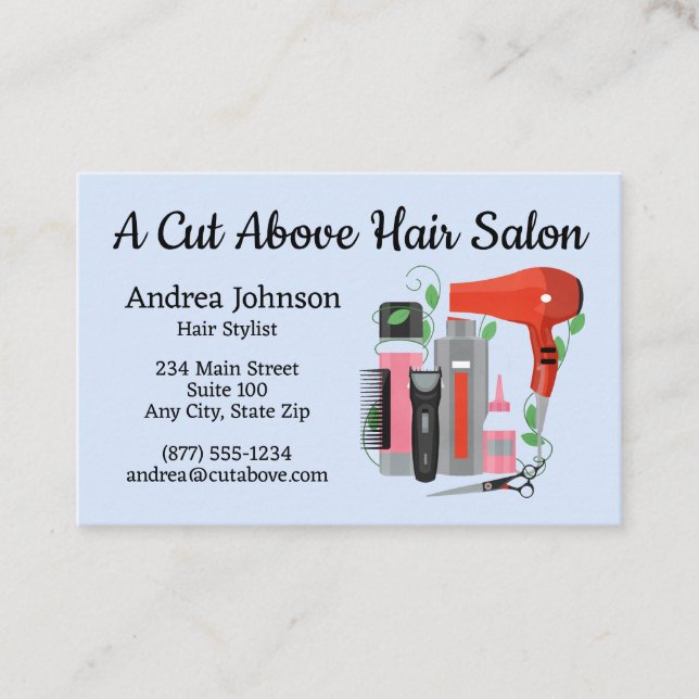 Hair Salon Business Card & 2025 Calendar on Back (Front)